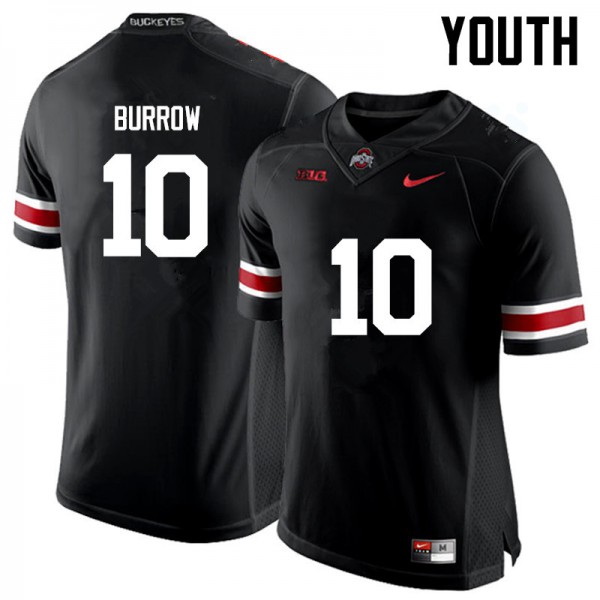 Ohio State Buckeyes #10 Joe Burrow Youth Stitch Jersey Black